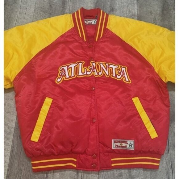 Vintage Atlanta‎ Varsity Jacket Mens XL Thick Padded Nylon Hip Hop Embroidered - Picture 10 of 15